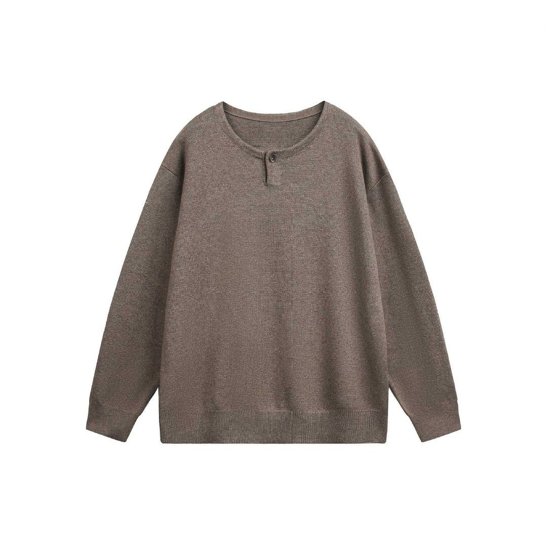 Damen Oversize-Strickpullover mit Knopfdetail am Rundhalsausschnitt Drune