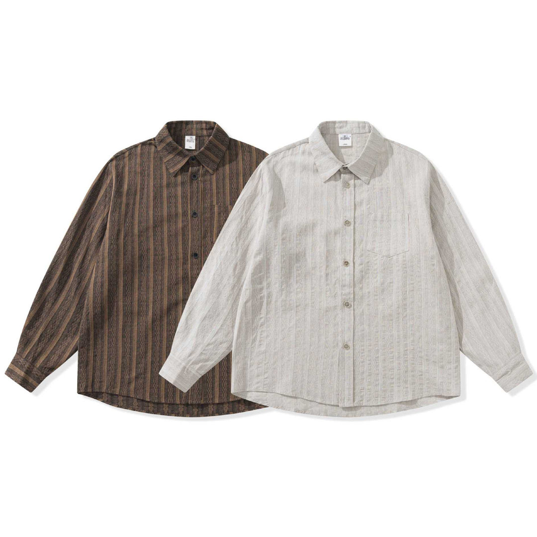 Unisex Lockeres Overshirt aus Leinenmischung mit Struktur und Brusttasche Drune