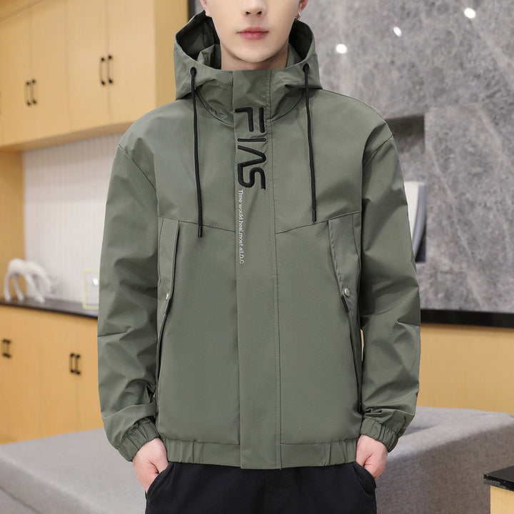 Herren leichte wind- und wasserabweisende Kapuzen-Utility-Jacke mit verdecktem Reißverschluss Drune