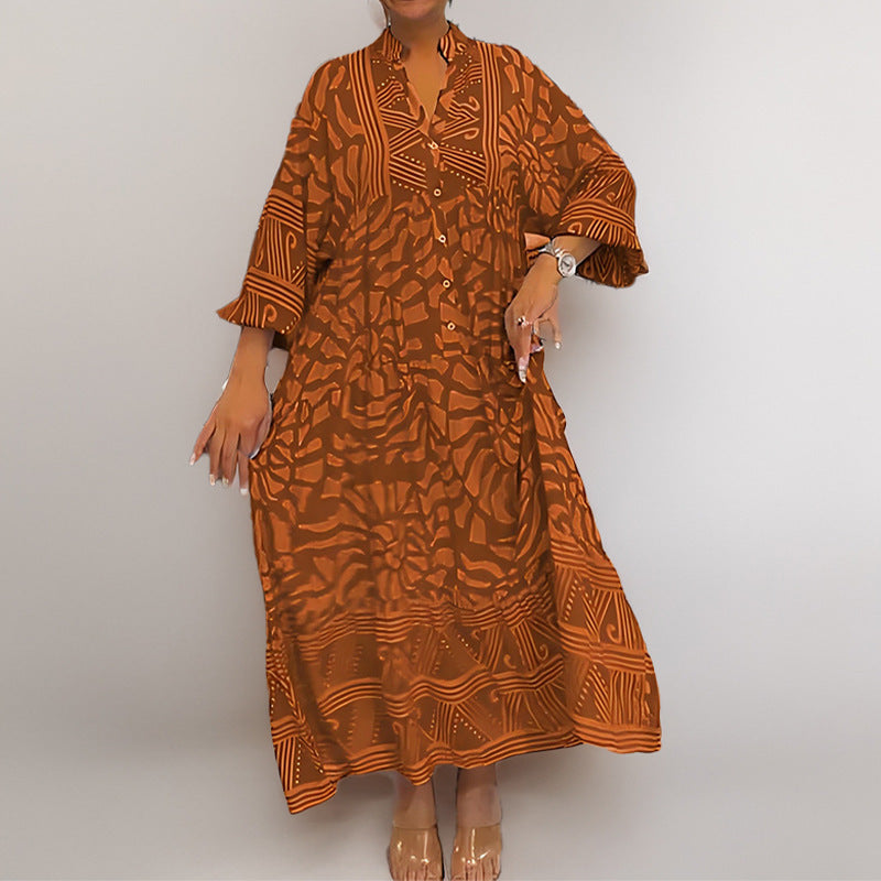 Damen Kaftan Kleid mit modischem Muster Drune