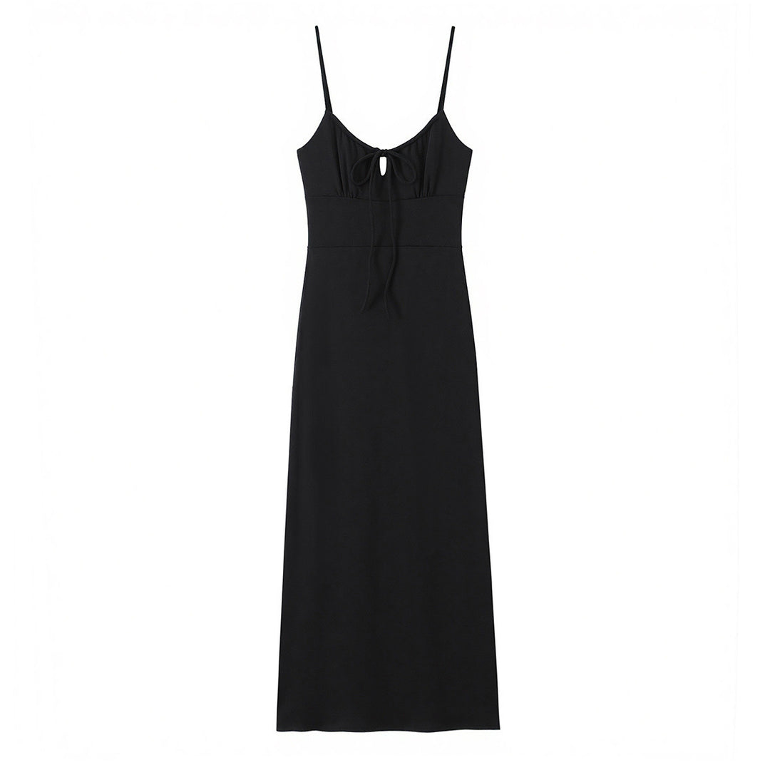 Damen Maxi-Kleid mit tiefem V-Ausschnitt und schmeichelndem Knoten-Design Drune