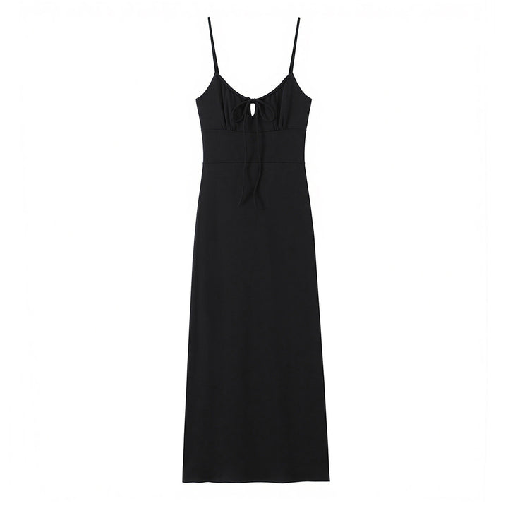 Damen Maxi-Kleid mit tiefem V-Ausschnitt und schmeichelndem Knoten-Design Drune