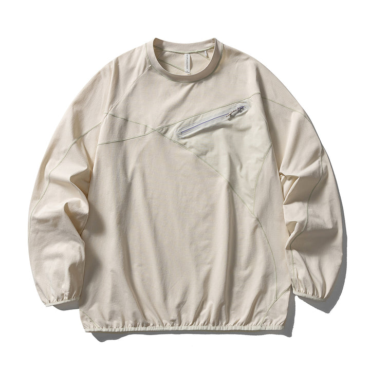 Unisex Technisches Oversize-Sweatshirt mit diagonalem Reißverschluss‑Brustfach Drune