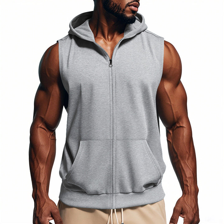 Herren Sportlicher Kapuzen-Sweater ohne Ärmel Drune