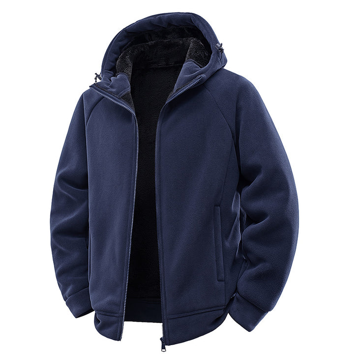 Herren Teddygefütterte Fleece‑Kapuzenjacke mit Thermofutter, durchgehendem Reißverschluss & Eingrifftaschen Drune