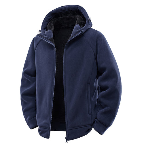 Herren Teddygefütterte Fleece‑Kapuzenjacke mit Thermofutter, durchgehendem Reißverschluss & Eingrifftaschen Drune