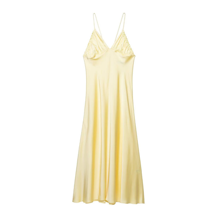Damen Slipdress mit verführerischem V-Ausschnitt und feinen Rüschendetails Drune