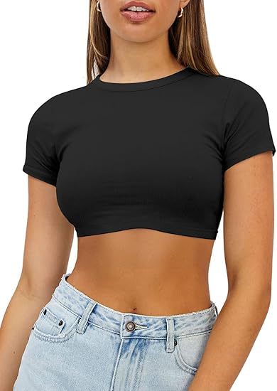 Damen kurzes, figurbetontes Crop-Top aus elastischem Material Drune