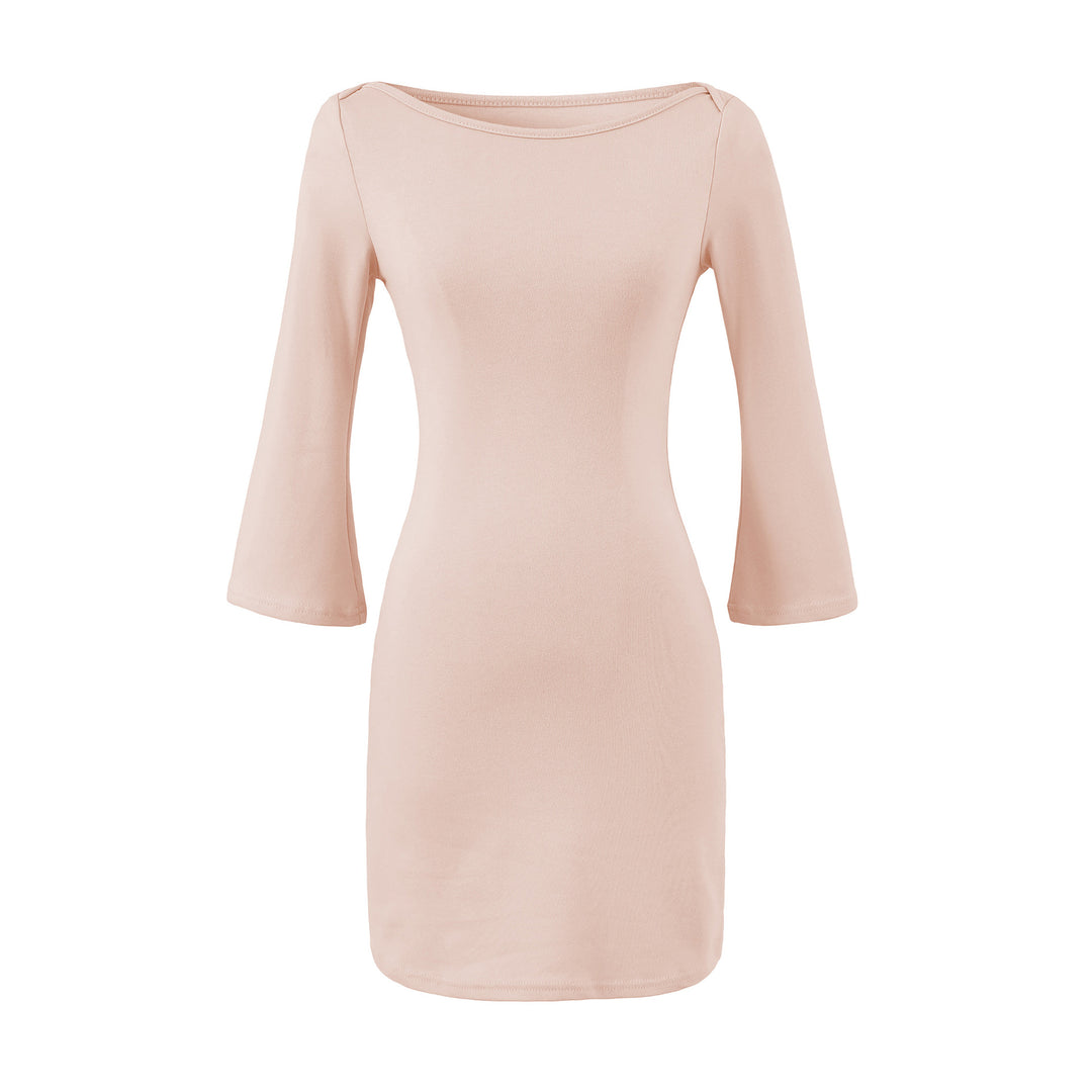 Damen Figurnahes Midikleid mit weitem Rundhals und Glockenärmeln Drune