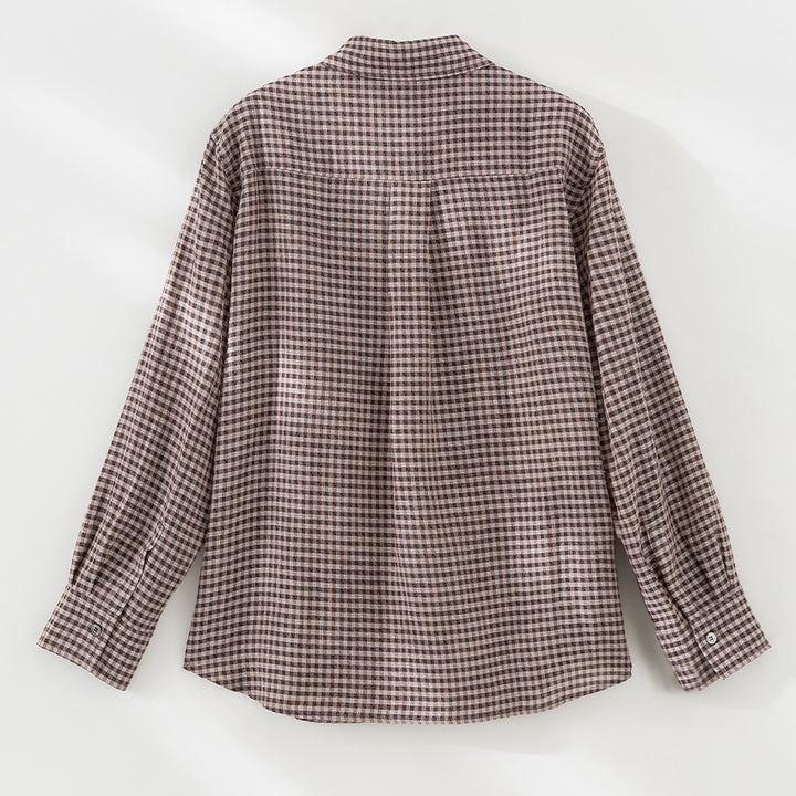 Damen Karierte Oversize-Hemdenbluse mit durchgehender Knopfleiste Drune