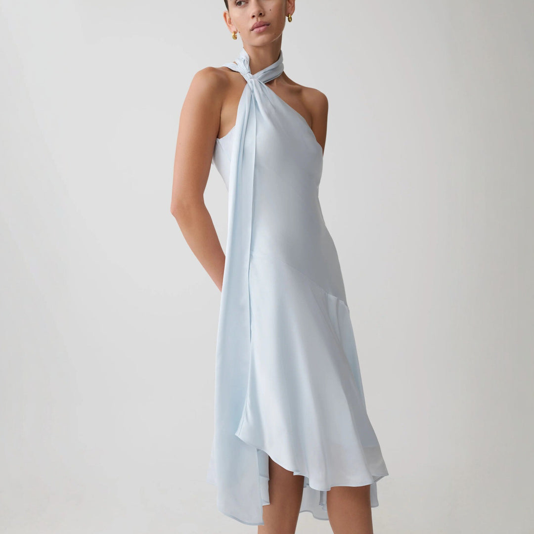 Damen asymmetrisches Schlussteil Kleid mit schmalem Träger Drune