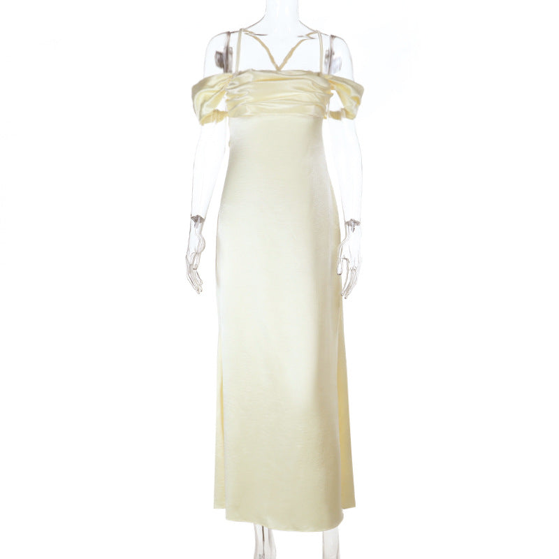 Damen elegantes Abendkleid mit schulterfreiem Design Drune
