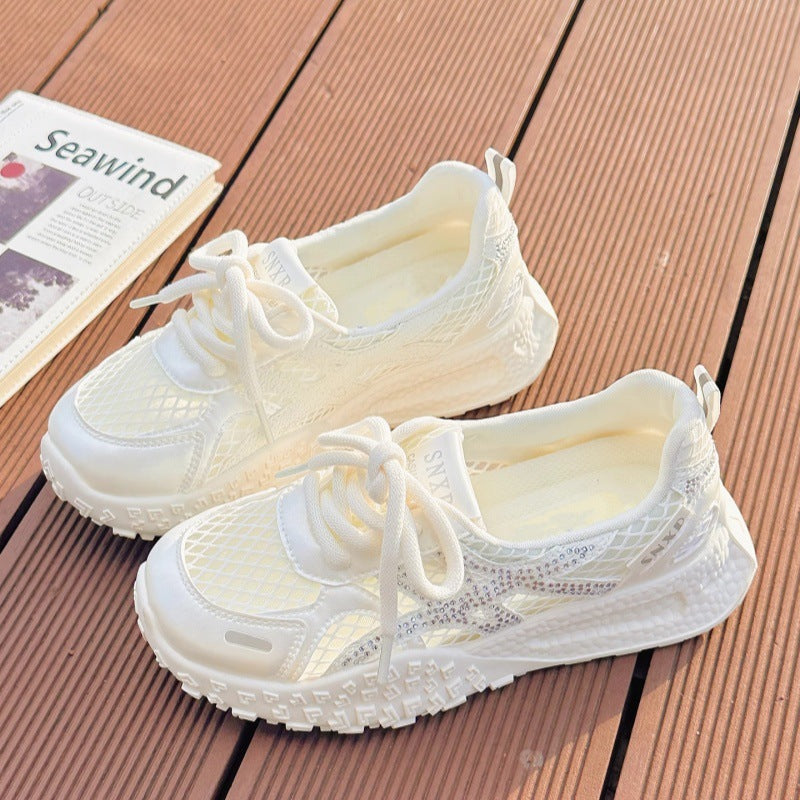Damen Sportliche Sneaker mit atmungsaktivem Netzdesign und funkelnden Akzenten Drune