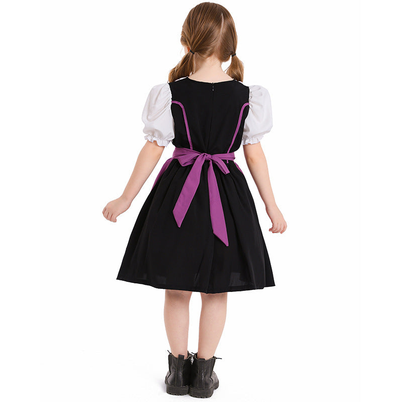 Damen nan trachtiges Dirndlkleid mit geschnürtem Mieder, Puffärmeln und abnehmbarer Schürze Drune