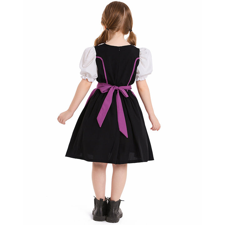 Damen nan trachtiges Dirndlkleid mit geschnürtem Mieder, Puffärmeln und abnehmbarer Schürze Drune