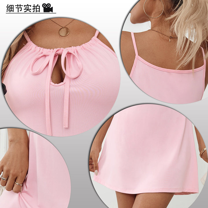 Damen lässiges Strandkleid mit dekorativem Schnürdetail Drune