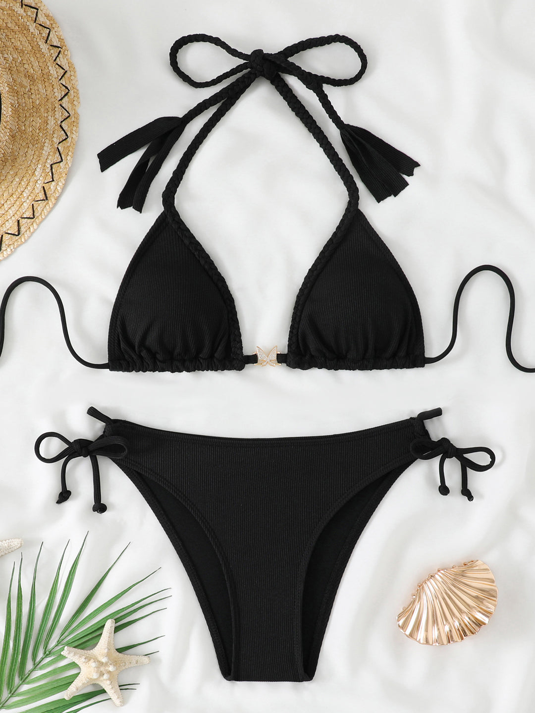 Damen Badeanzug-Set mit fransigen Details und verstellbaren Trägern Drune