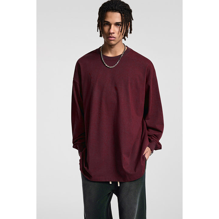 Herren Oversize-Langarmshirt mit überschnittener Schulter und Rundhalsausschnitt Drune