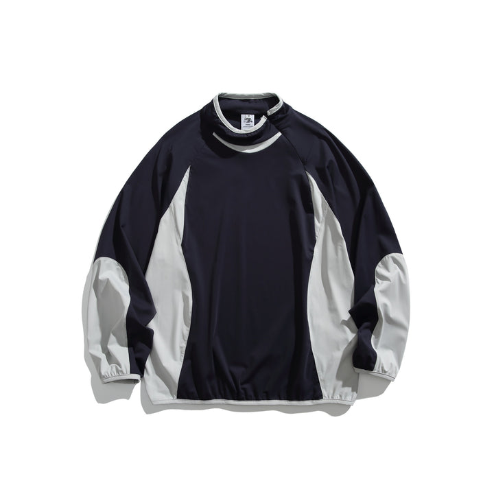 Unisex Oversize Windbreaker-Pullover mit Stehkragen und Kontrastpaneelen Drune