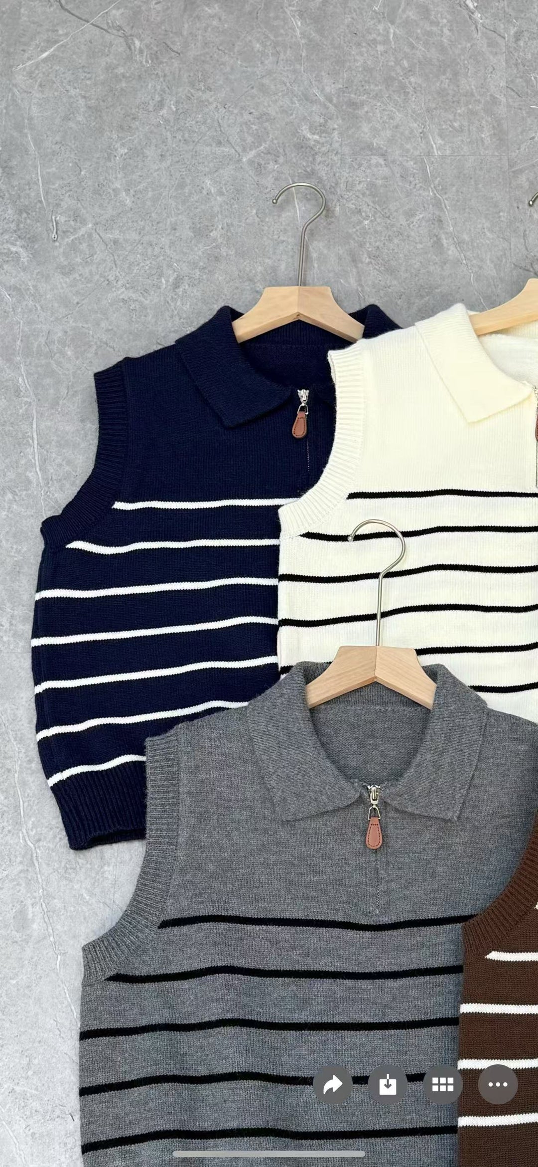 Damen Strickpullover mit Reißverschluss und Streifenmuster Drune