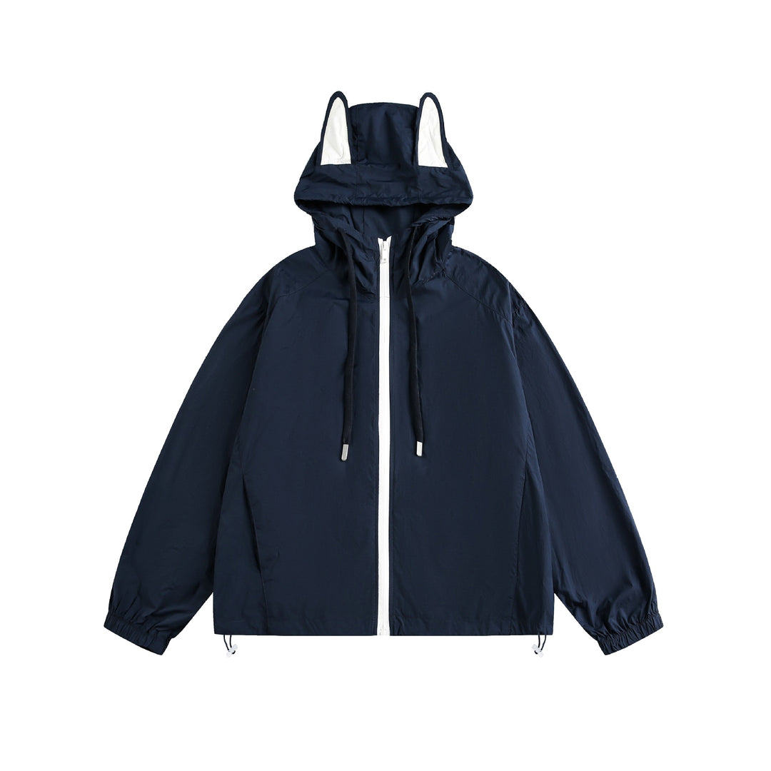 Damen Leichter Kapuzen-Anorak mit Ohrenapplikation und Tunnelzug Drune