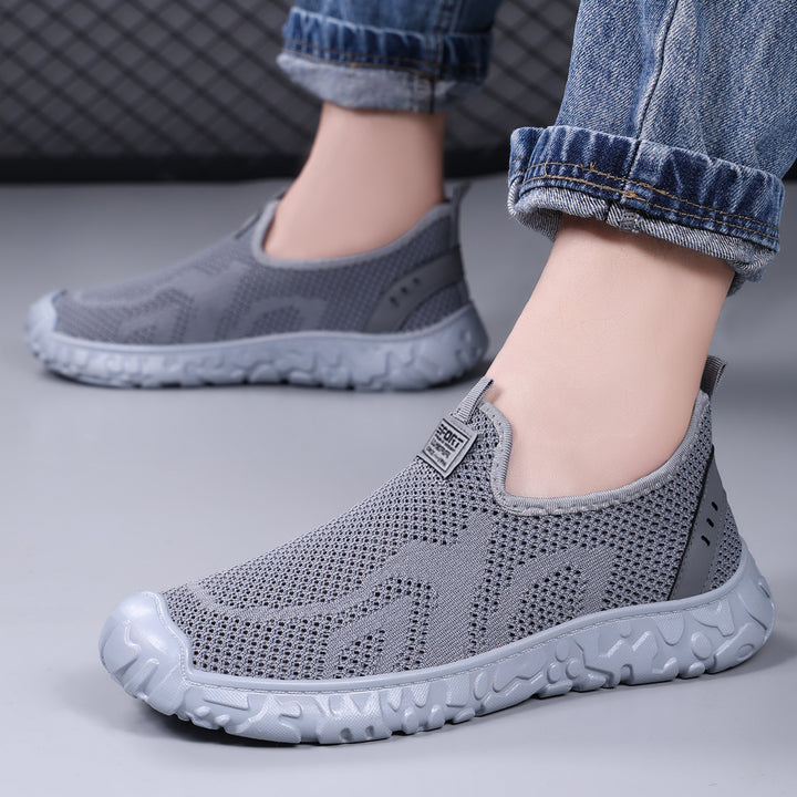 Unisex nan leichter atmungsaktiver Slip-On Strick-Walking-Schuh mit flexibler Profilsohle Drune
