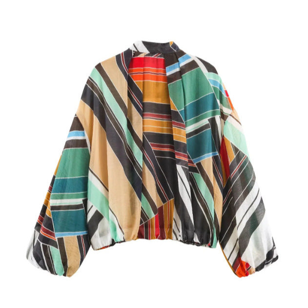 Damen Oversized Bomberjacke aus leichtem Gewebe mit Stehkragen, Reißverschluss und elastischem Saum Drune