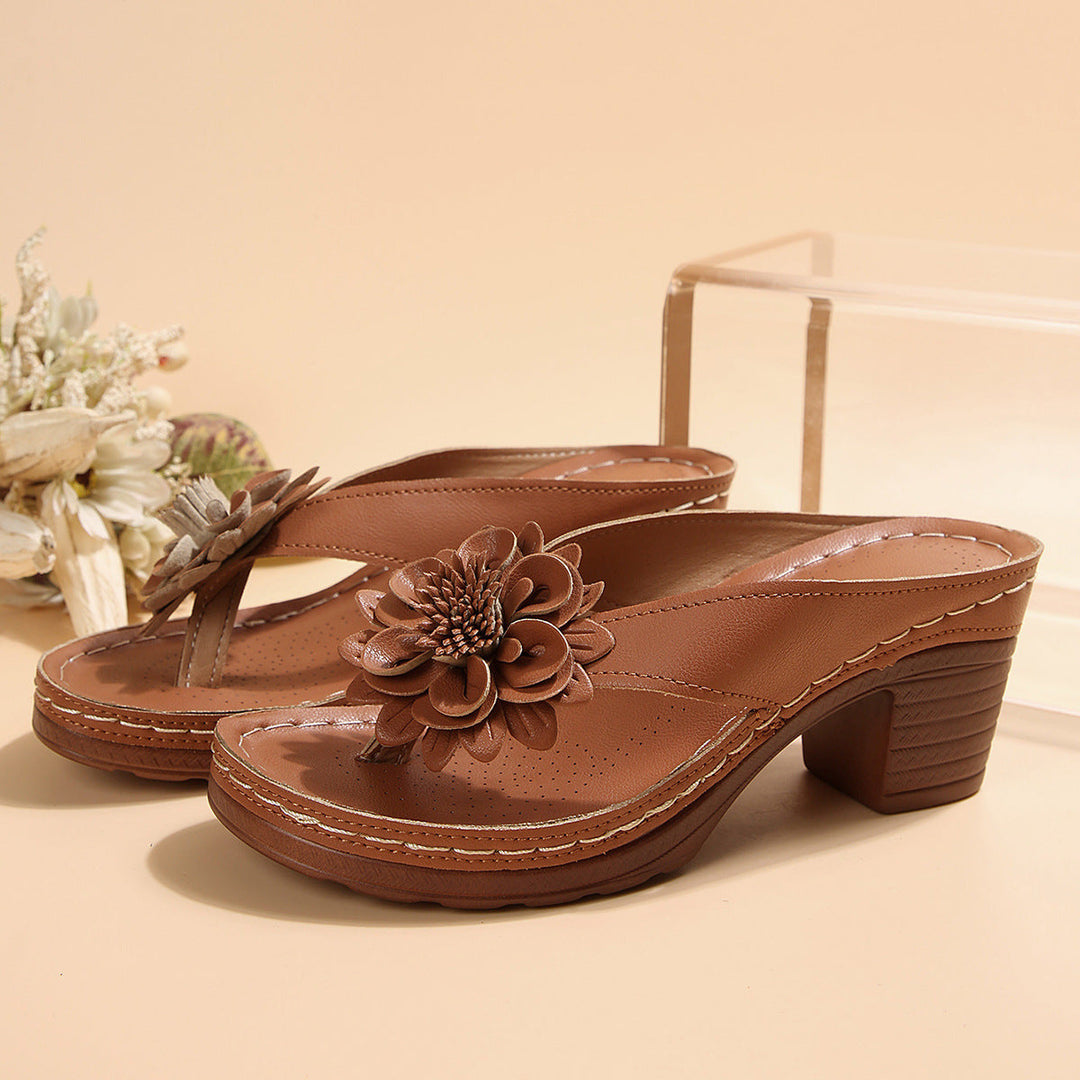 Damen komfortable Zehenstegsandalen mit floralem Dekor und rutschfester Sohle Drune