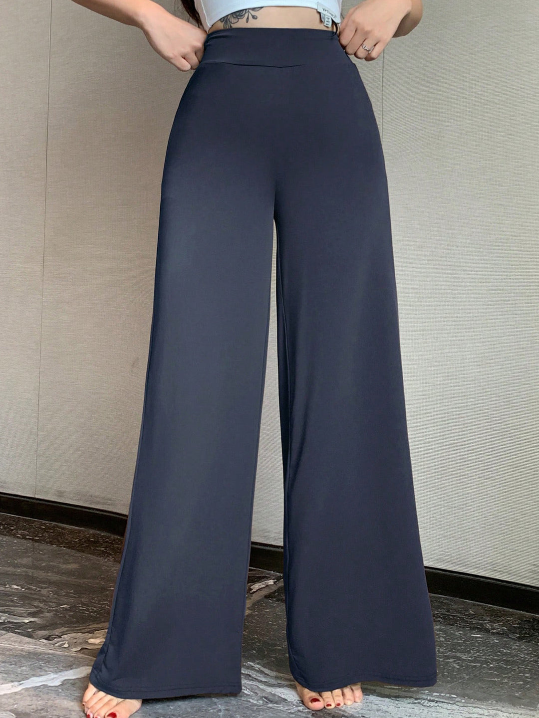 Damen Hochtaillierte Palazzo-Hose Drune