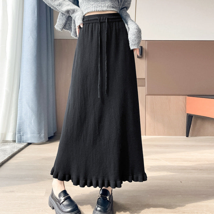 Damen Eleganter und fließender Maxirock mit Volantabschluss Drune