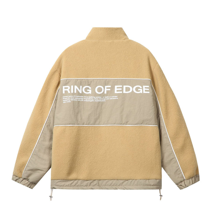 Unisex Oversize Fleece‑Fieldjacke mit Nylonpanels, hoher Stehkragen und Tunnelzug Drune