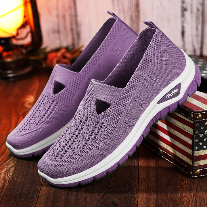 Damen nan gestrickter Schlupfsneaker mit atmungsaktivem Obermaterial und stoßdämpfender Profilsohle Drune