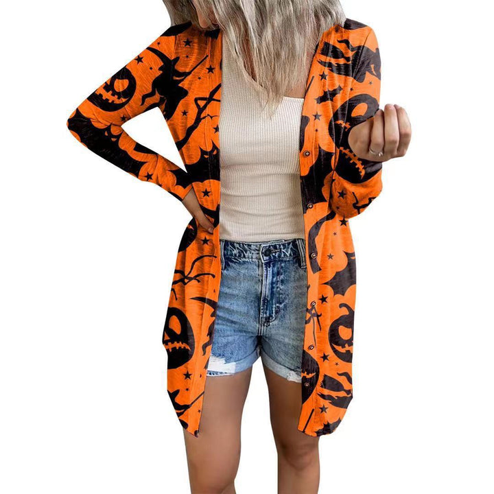 Damen Langärmlige Die Halloween-Kimono-Jacke mit einzigartigem Druck Drune