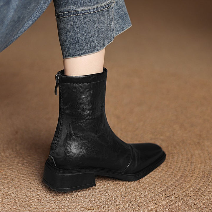Damen Modische Stiefeletten mit Reißverschluss Drune