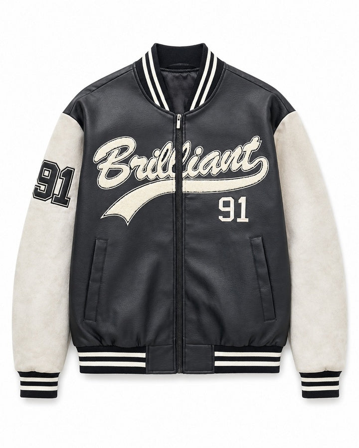 Herren Varsity-Bomberjacke im Letterman‑Stil mit Chenille‑Applikationen Drune