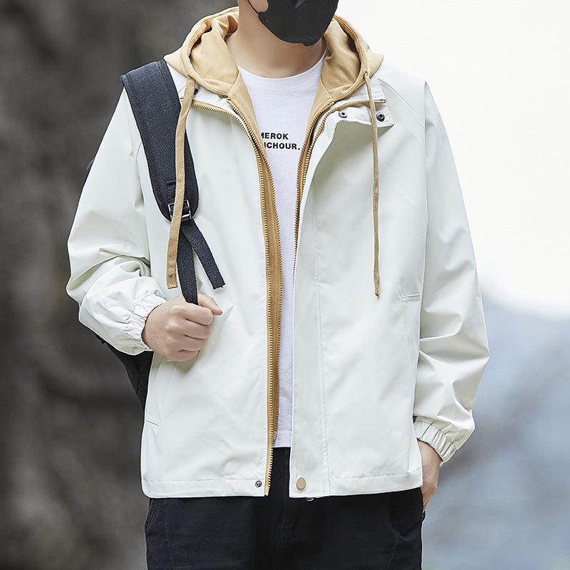 Herren Leichte Regenjacke mit verstellbarem Kapuzenkragen Drune