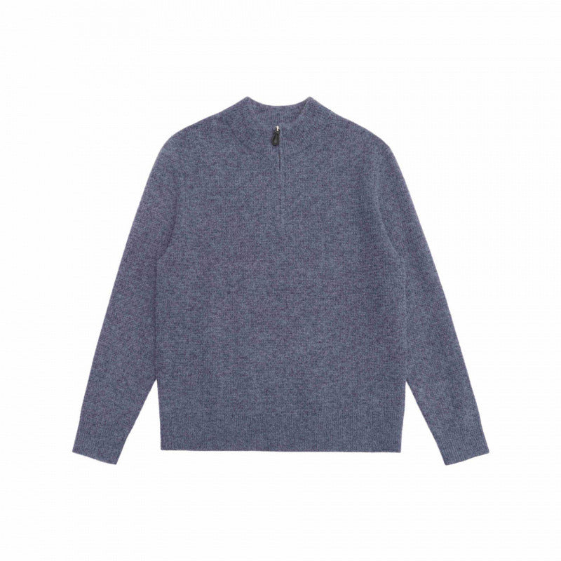 Herren Strukturstrick-Pullover mit Halbreißverschluss, Stehkragen und Oversize-Silhouette Drune