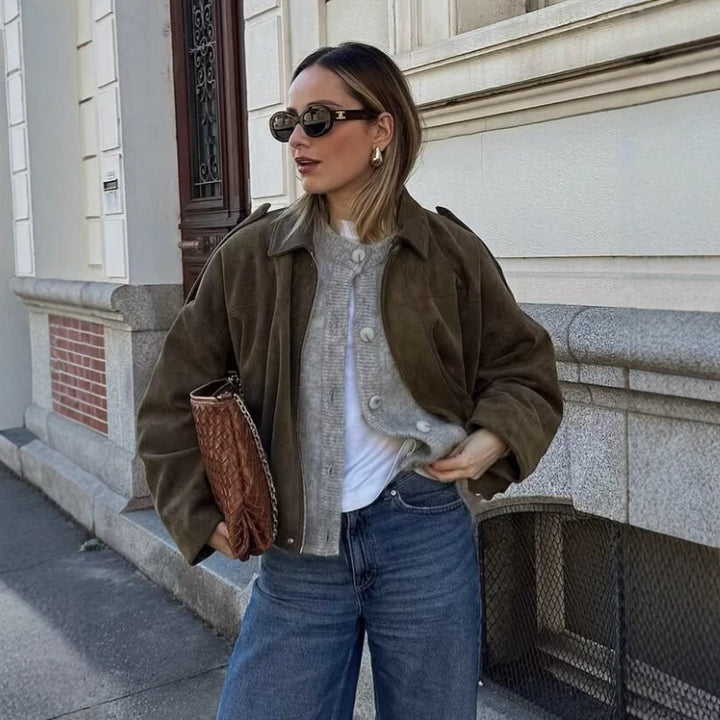 Damen modische Jacke mit voluminösen Ärmeln und elegantem Schnitt Drune