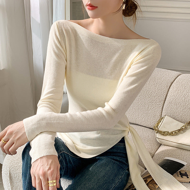 Damen Elegantes Oberteil mit asymmetrischem Schnitt und dekorativem Knoten Drune