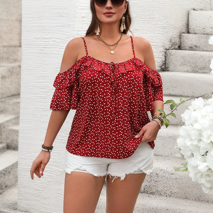 Damen luftiges Oberteil mit Rüschendetails und Cut-Outs Drune