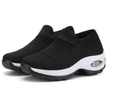 Damen gestrickter Slip-On Sportsneaker mit luftgepolsterter Zwischensohle Drune