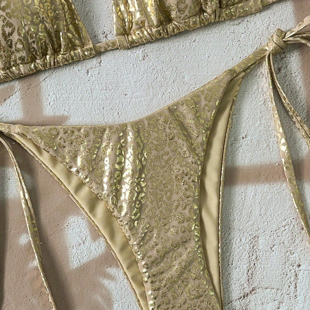 Damen Triangel-Bikini mit glitzerndem Leo-Design Drune