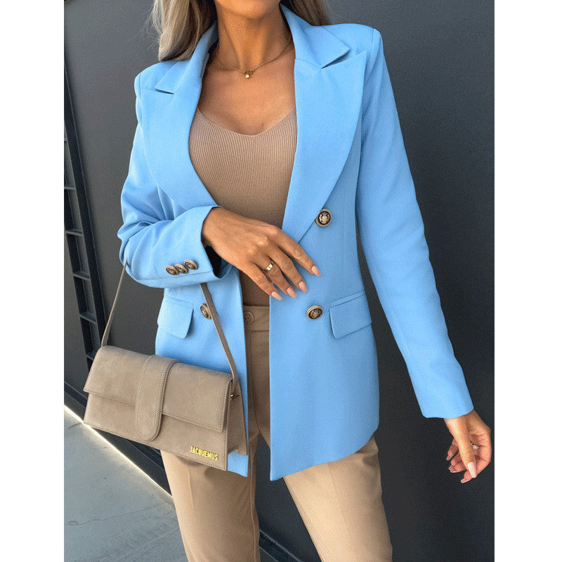 Damen Eleganter Blazer im modernen Schnitt mit doppelter Knopfleiste Drune
