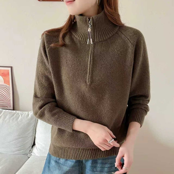 Damen Kuscheliger Pullover mit Stehkragen Drune