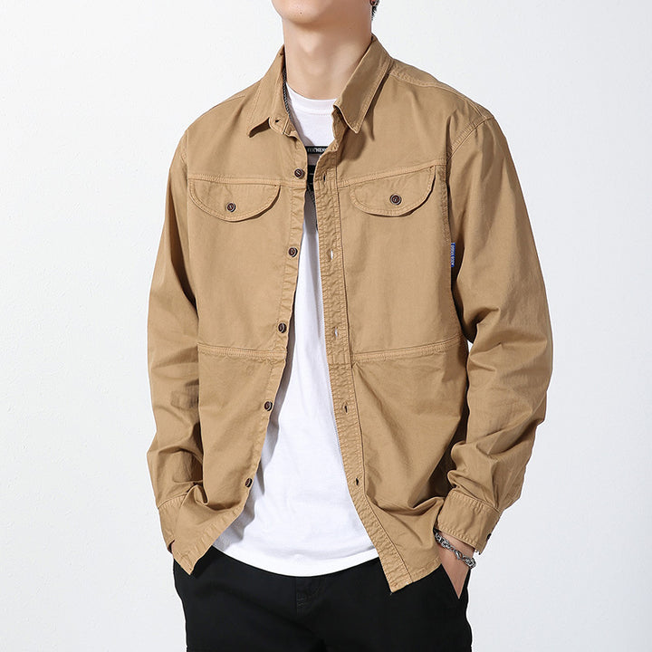 Herren Overshirt aus Baumwoll-Twill mit Brustklappen und entspanntem Regular-Fit Drune