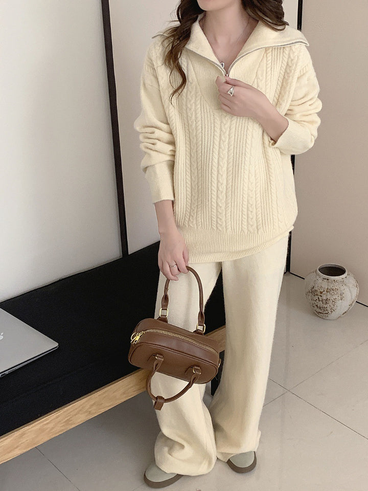 Damen Sportlicher Wollpullover mit hohem Kragen Drune