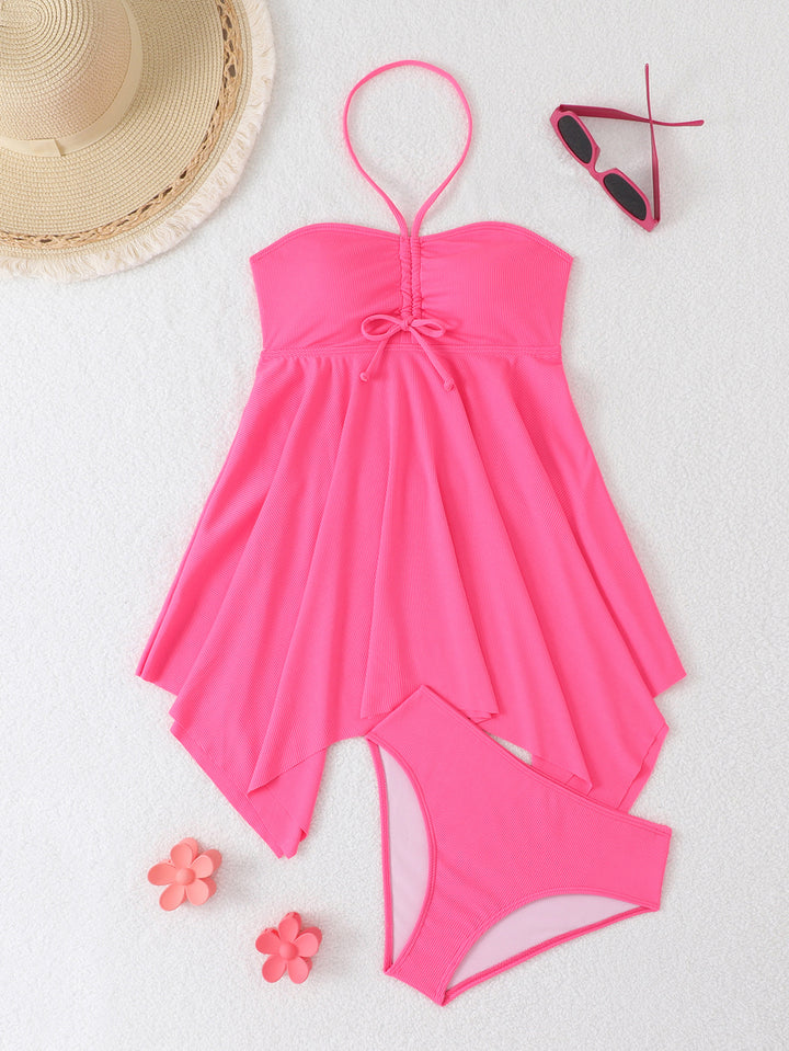 Damen Tankini mit asymmetrischem Saum und verstellbaren Trägern Drune