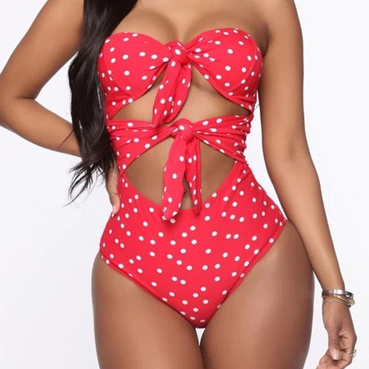 Damen Einteiliger Badeanzug mit verspieltem Knotendesign und Cut-Outs Drune