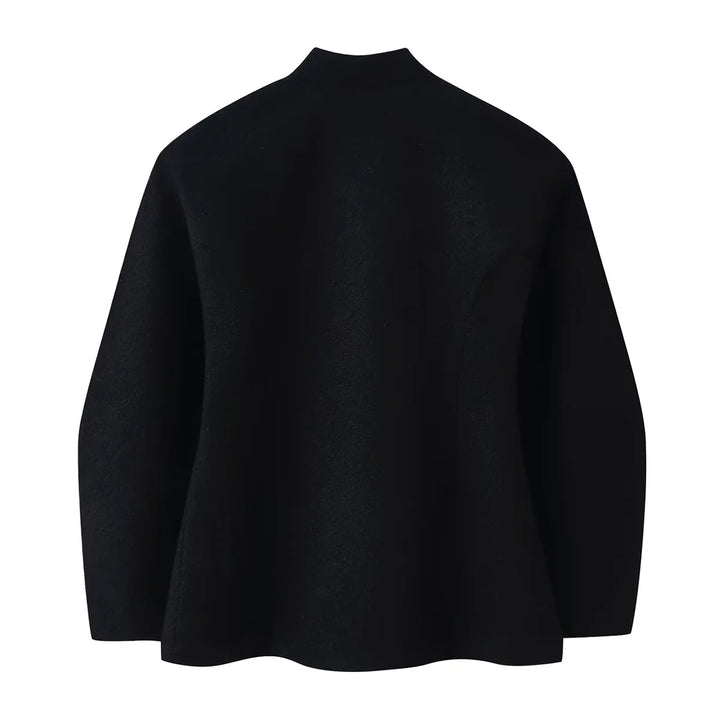 Damen nan kastige Bouclé-Kurzjacke mit offener Front und Pattentaschen Drune