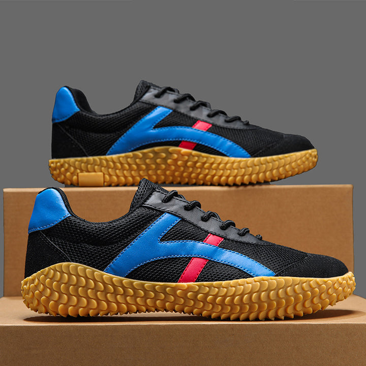 Unisex nan retro-urbaner Mesh-Sneaker mit profilierter Gummilaufsohle und Veloursleder-Zehenkappe Drune